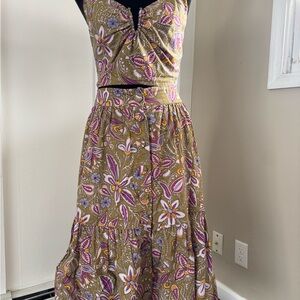 SUNCOO Floral Maxi Dress in Purple and Brown